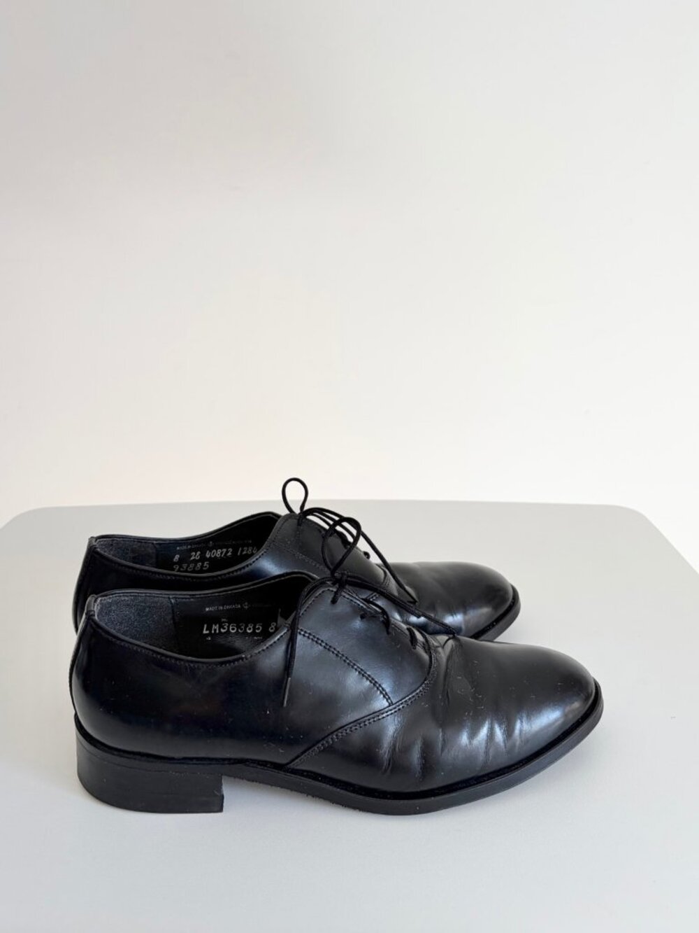 Vintage Dark Academia Black Leather Biltrite Oxford Shoes Mens 8